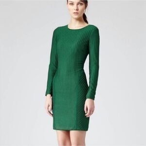 Reiss Forest Green Satin Knit Sheath Dress size 10 NWT